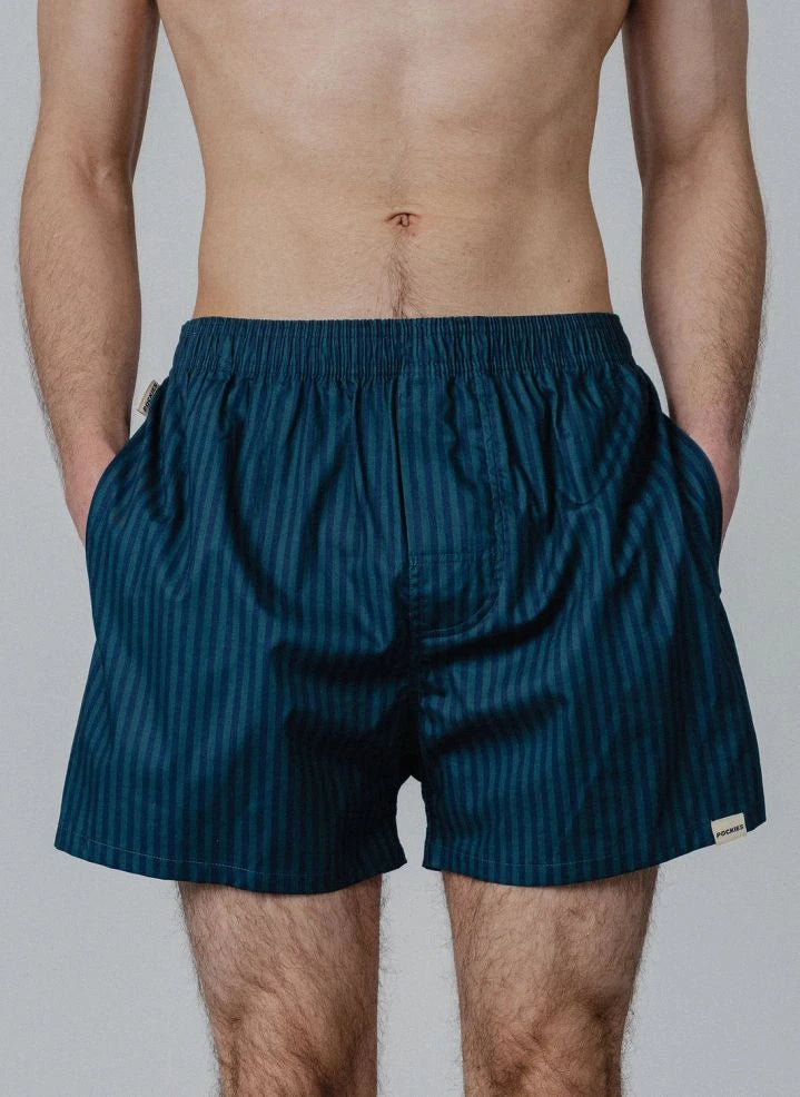 Pockies - Mavi Çizgili Boxer Şort | Mavi