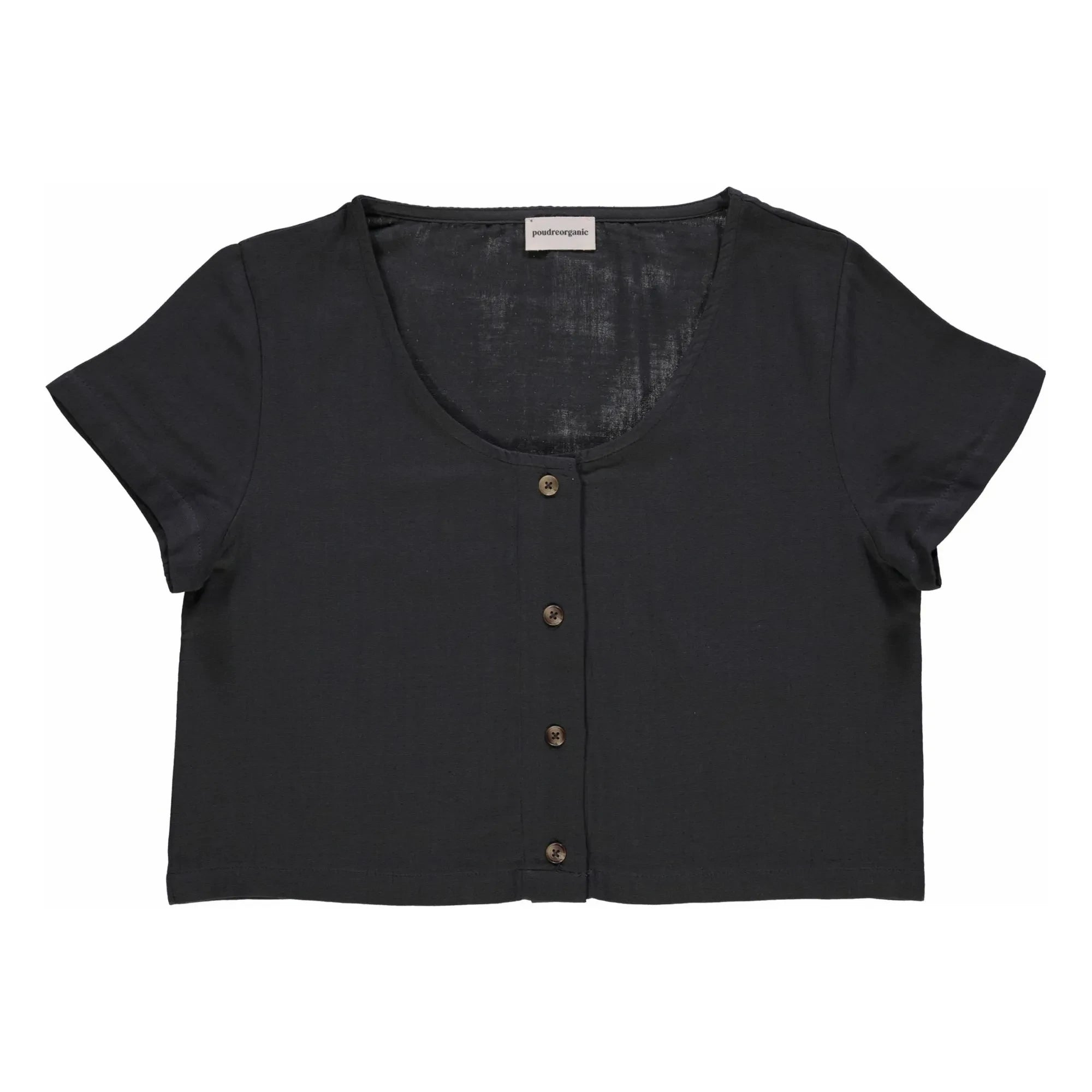 Poudre Organic - Blusa Doble Gasa de Algodón Freesia - Colección Mujer | Negro