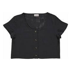 Poudre Organic - Blusa Doble Gasa de Algodón Freesia - Colección Mujer | Negro
