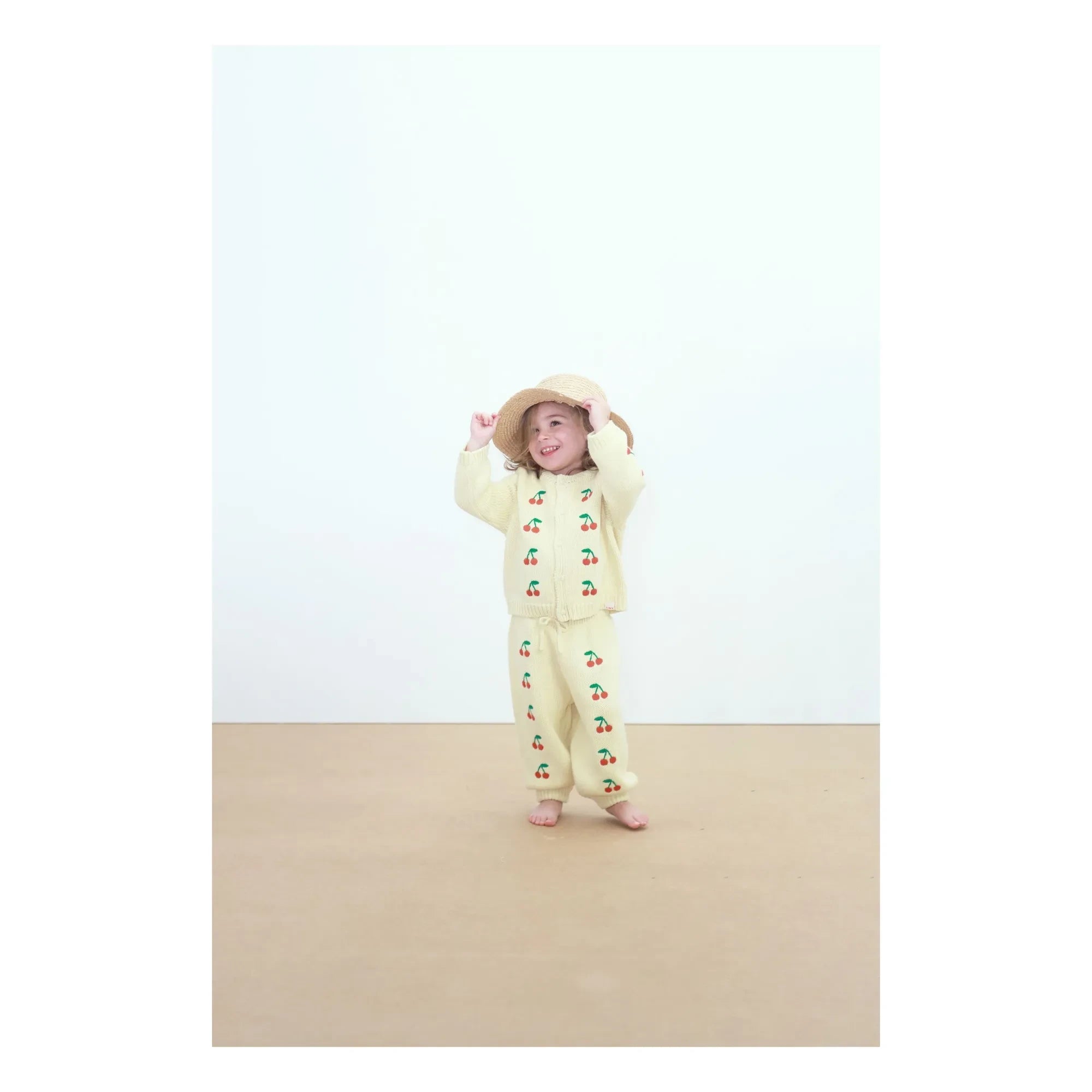 Tinycottons - Cárdigan Cerezas | Amarillo Pálido