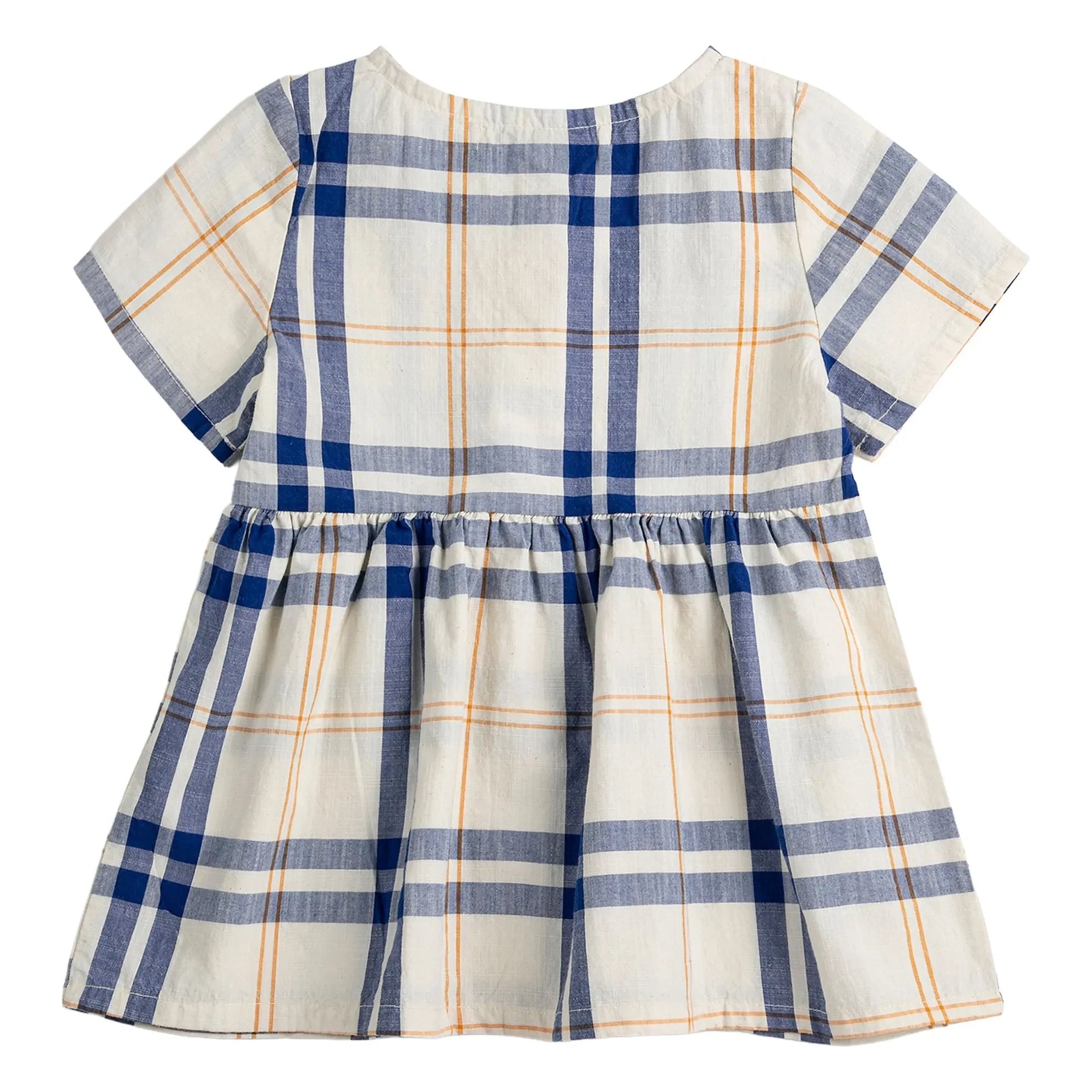 Bobo Choses - Vestido de bebé de algodón orgánico con estampado tartán | Crudo