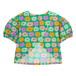 Jelly Mallow - Blusa floreada de seersucker verde