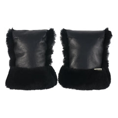 BINIBAMBA - Manoplas de piel de cordero para cochecito de bebé | Negro