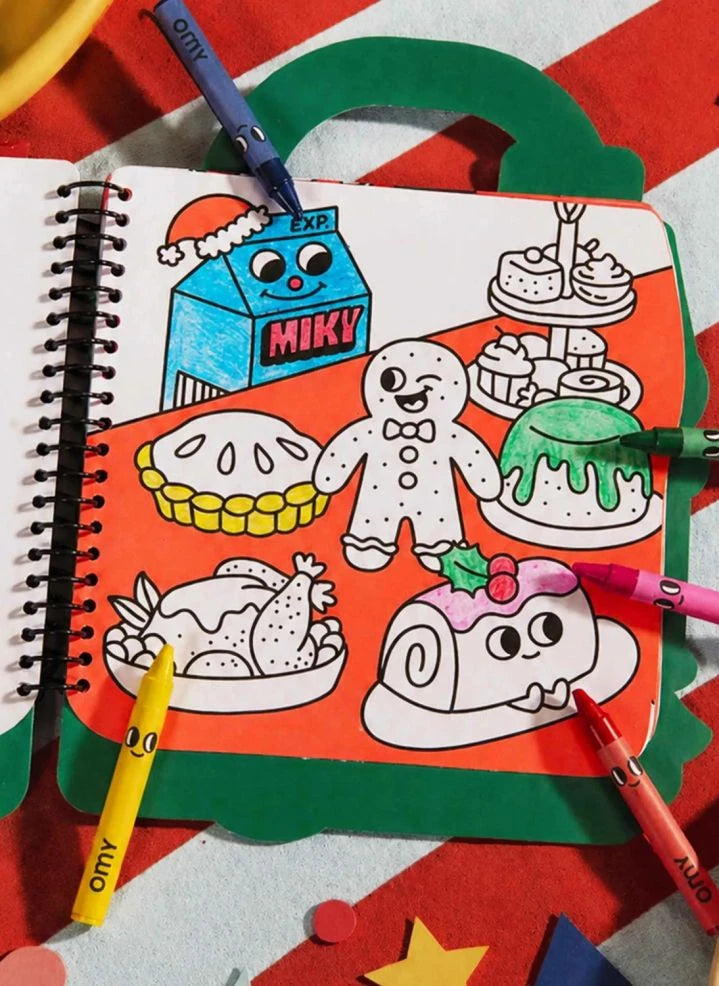 Omy - Libro para colorear de pegatinas de Navidad