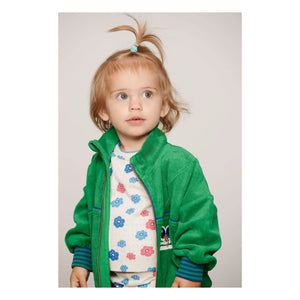 Mini Rodini - Sudadera con cremallera de rizo de algodón orgánico | Verde