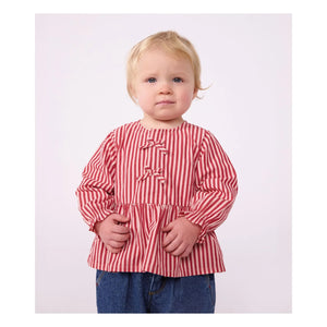 Petit Bateau - Çizgili Organik Pamuk Bebek Bluzu | Pembe