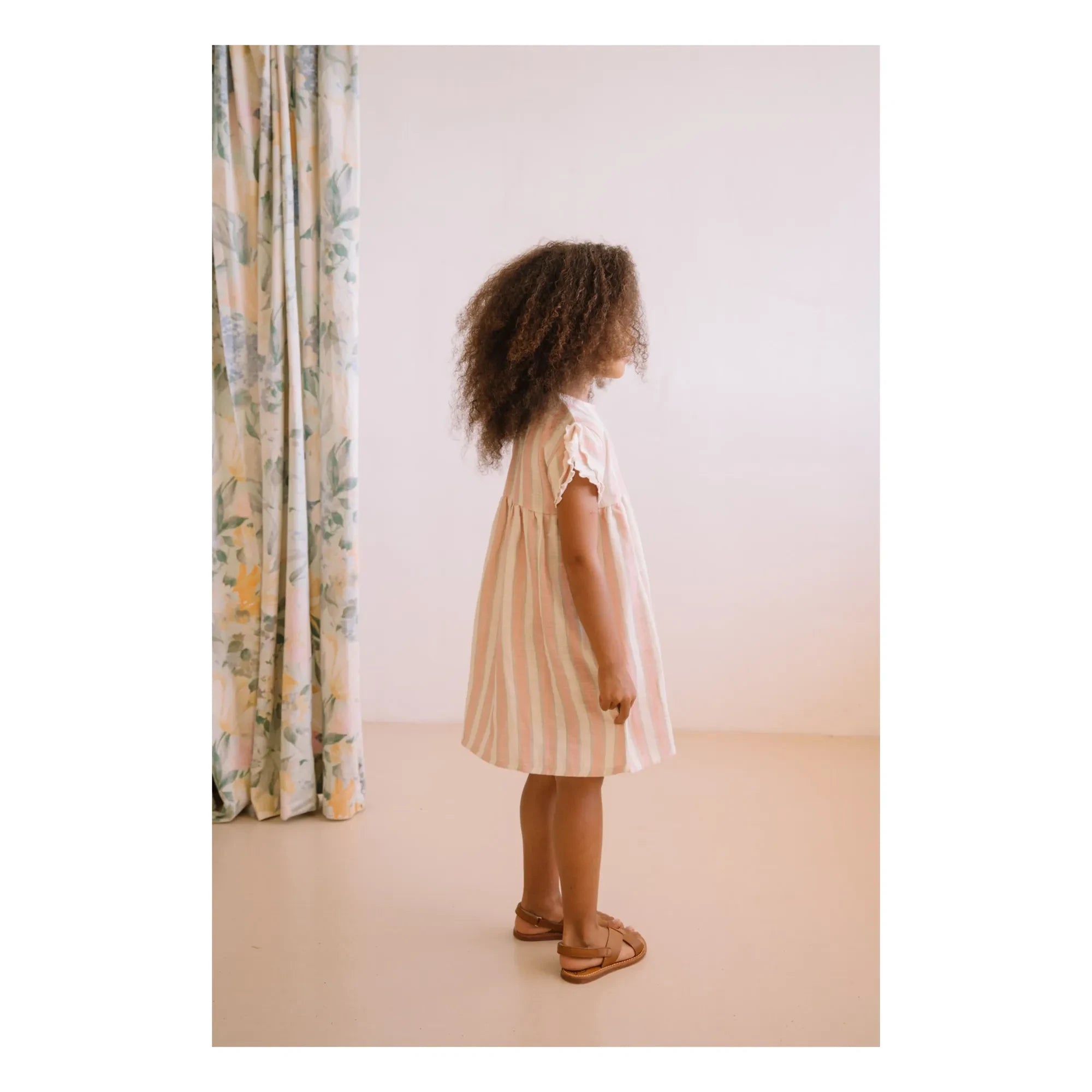 Studio Bohème - Vestido Cousin de Rayas de Gasa de Algodón Orgánico | Rosa