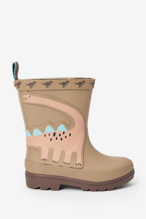 Botas de agua de dinosaurios felices para niños