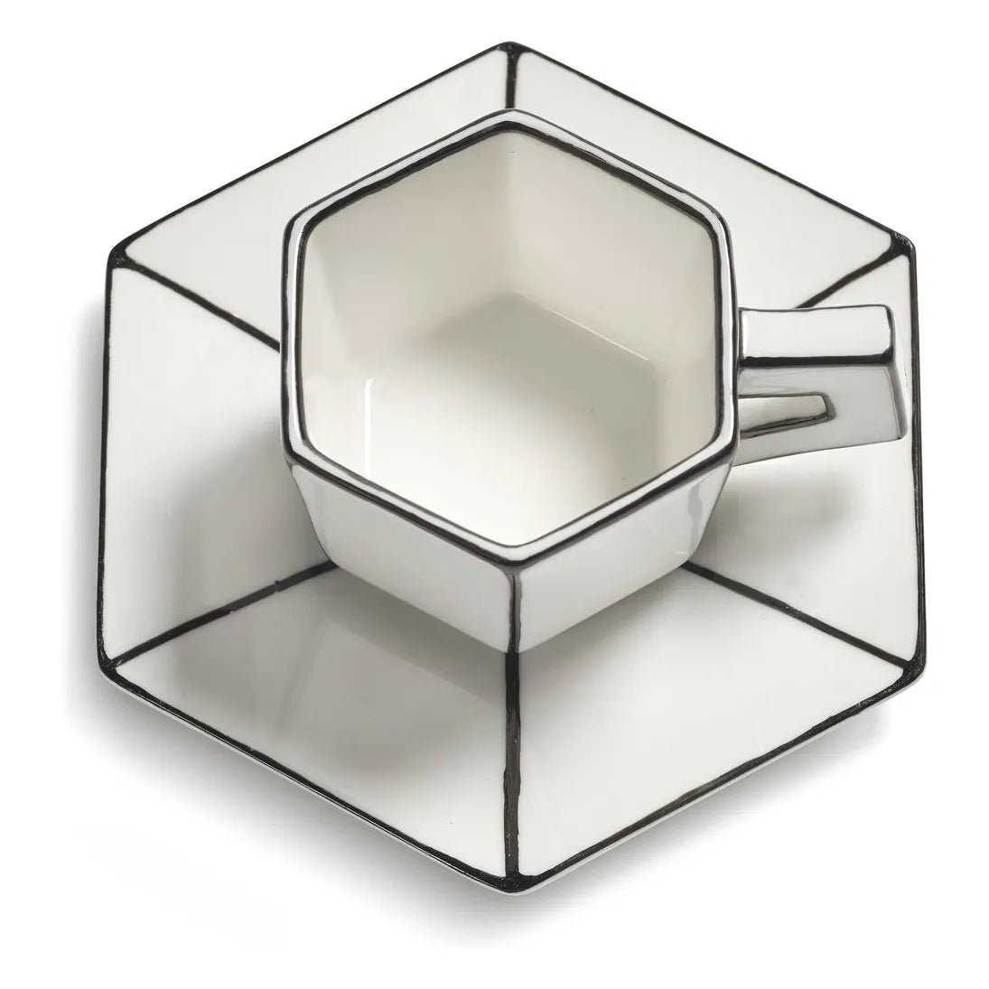 Serax - Juego de tazas de café espresso con platillo, Annabet Philips - Juego de 2 | Negro/Blanco