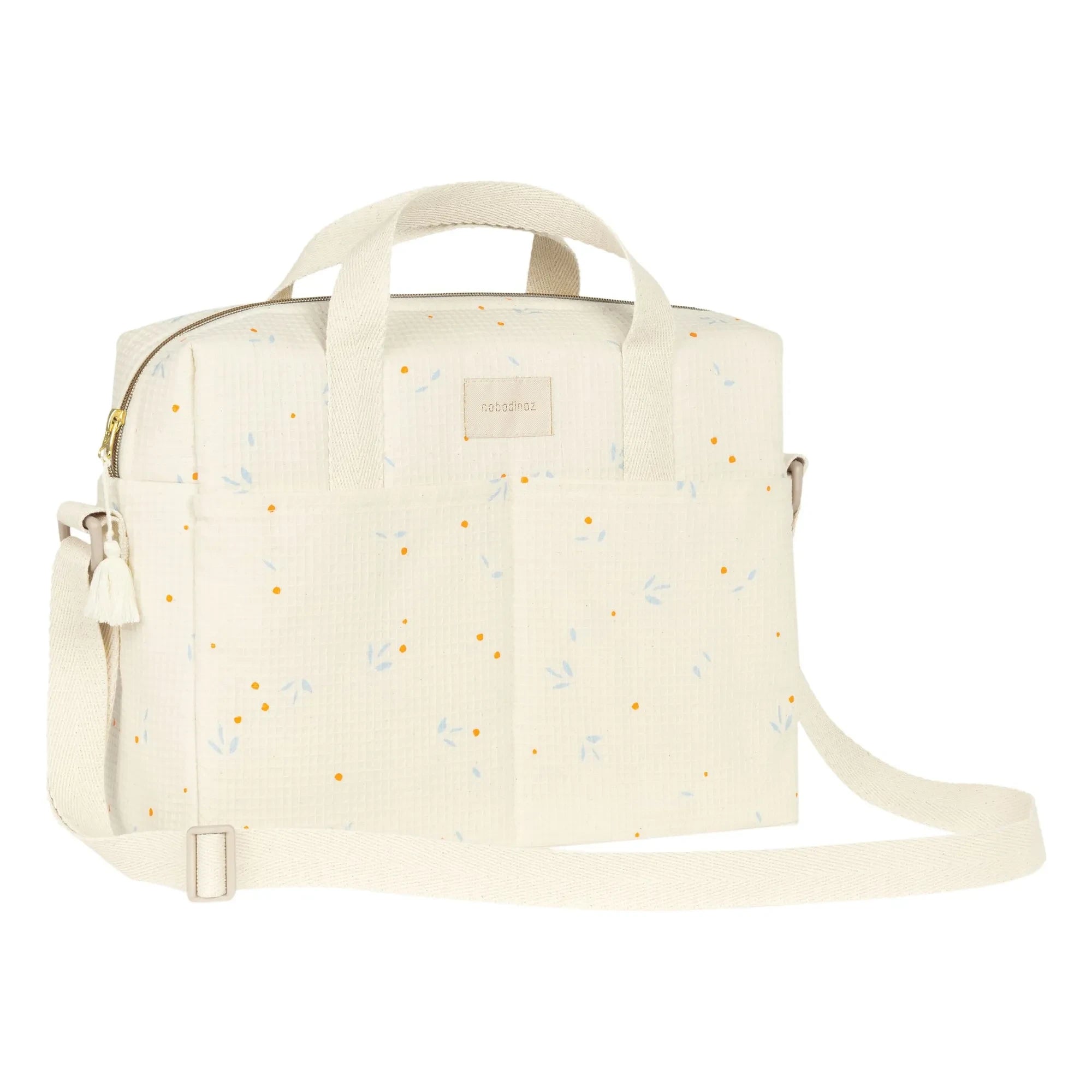 Nobodinoz - Bolso cambiador impermeable Gala Opera Orange Cherries | Beige