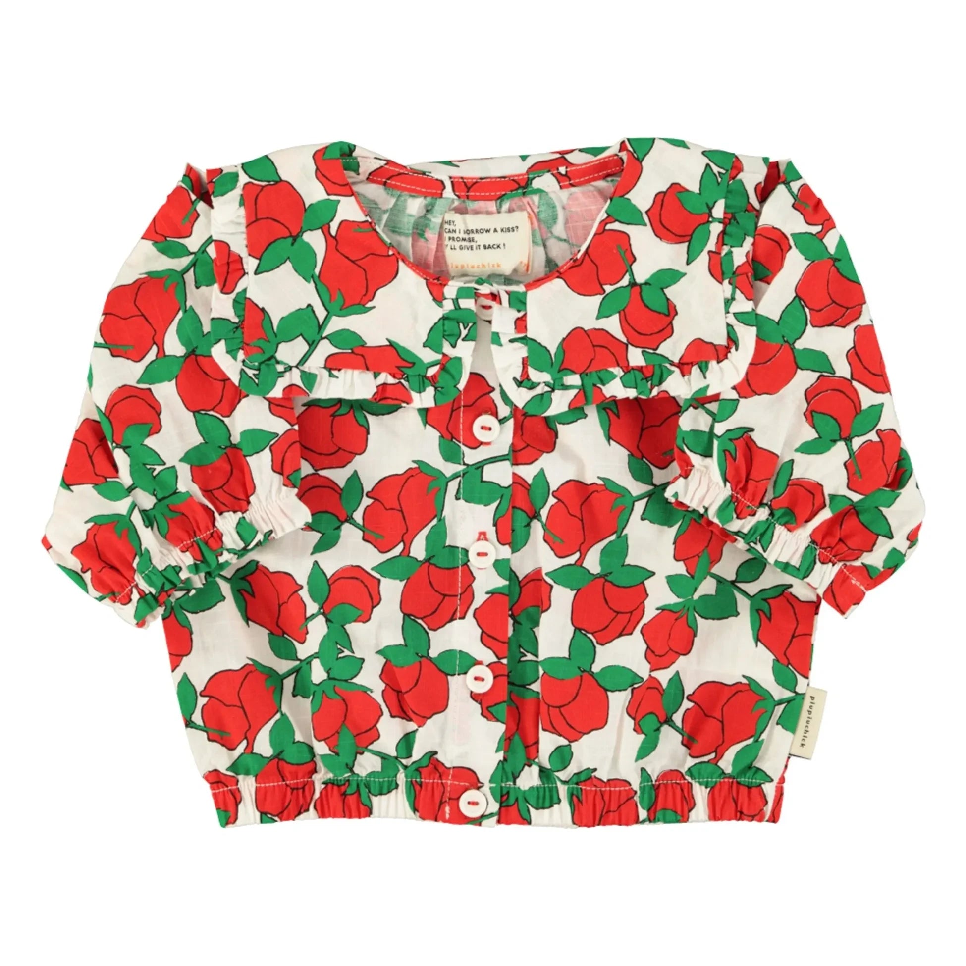 Piupiuchick - Blusa con cuello Claudine de lunares | Blanco