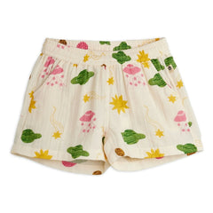 Mini Rodini - Pantalón corto Espace de gasa de algodón orgánico | Crudo