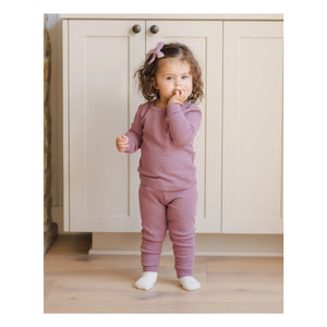 Quincy Mae - Conjunto de camiseta y jogger de algodón orgánico Waffle | Magenta