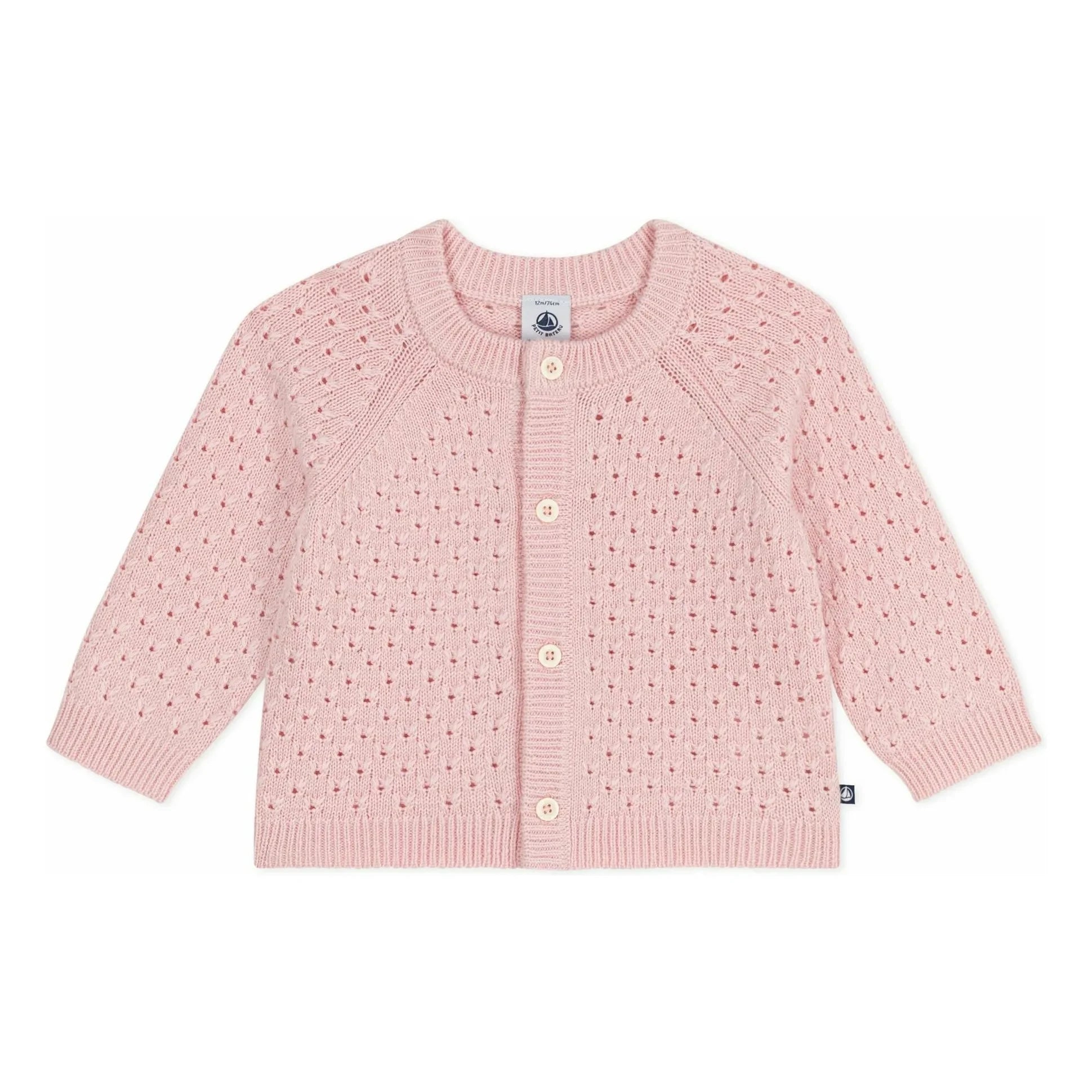 Petit Bateau - Cárdigan de Lana Rosa Pálido