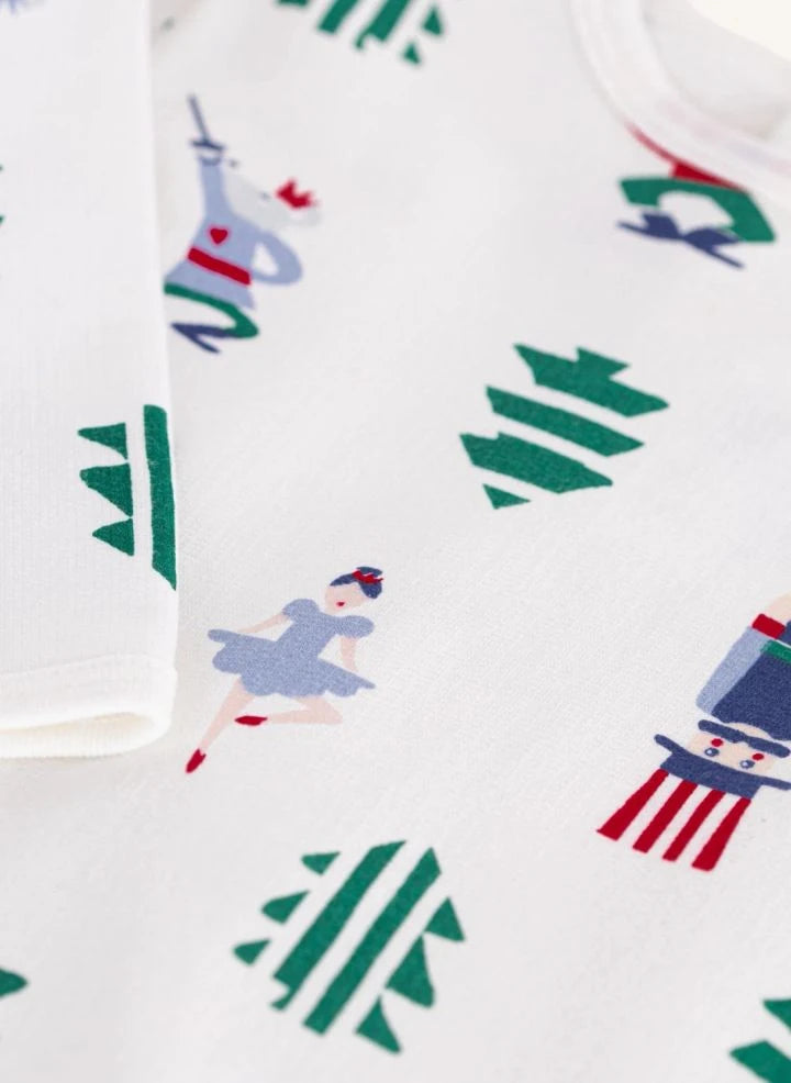 Petit Bateau - Pijamas de Navidad de forro polar de algodón orgánico | Blanco