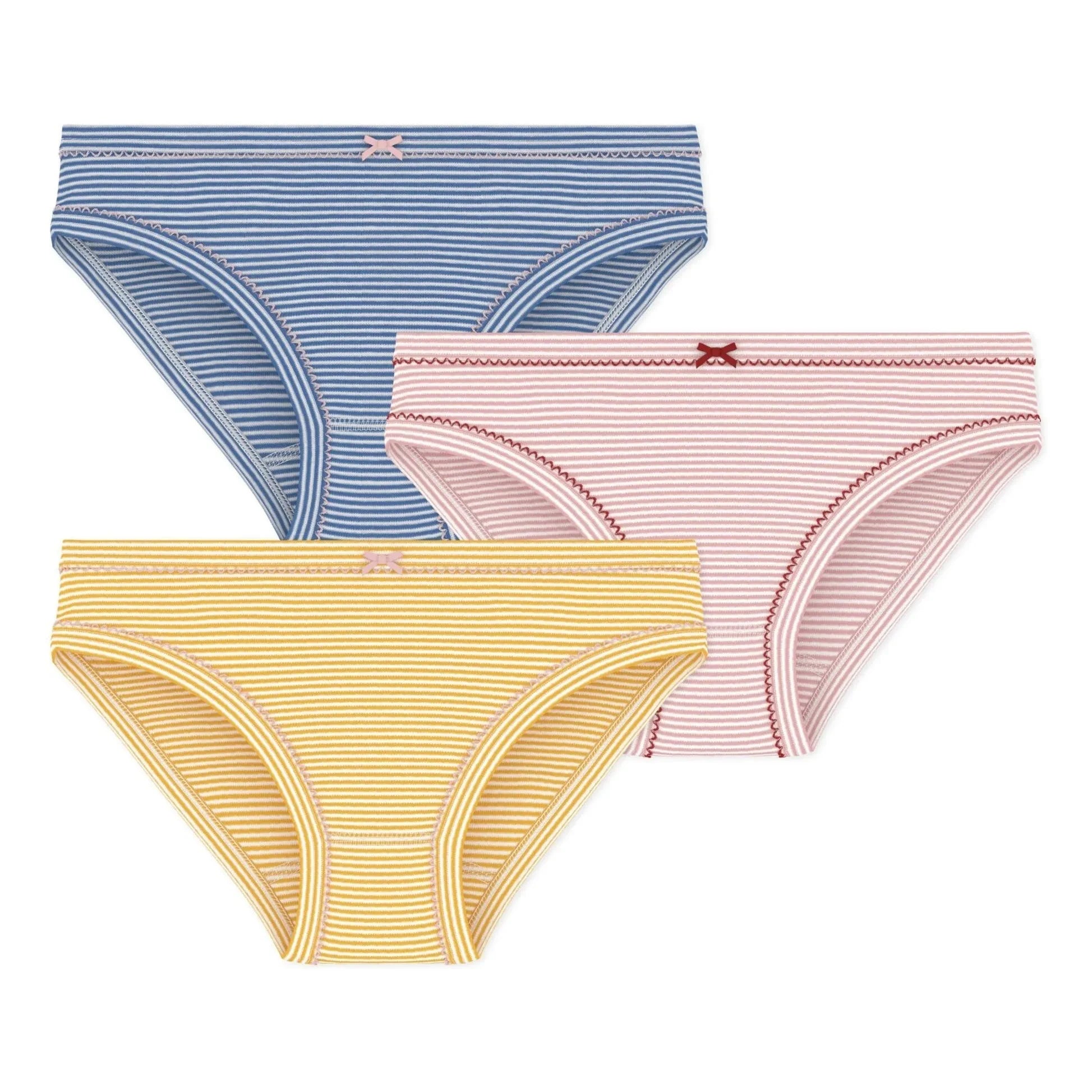 Petit Bateau - Milleraies Organik Pamuklu Çizgili Külot Seti 3'lü | Sarı