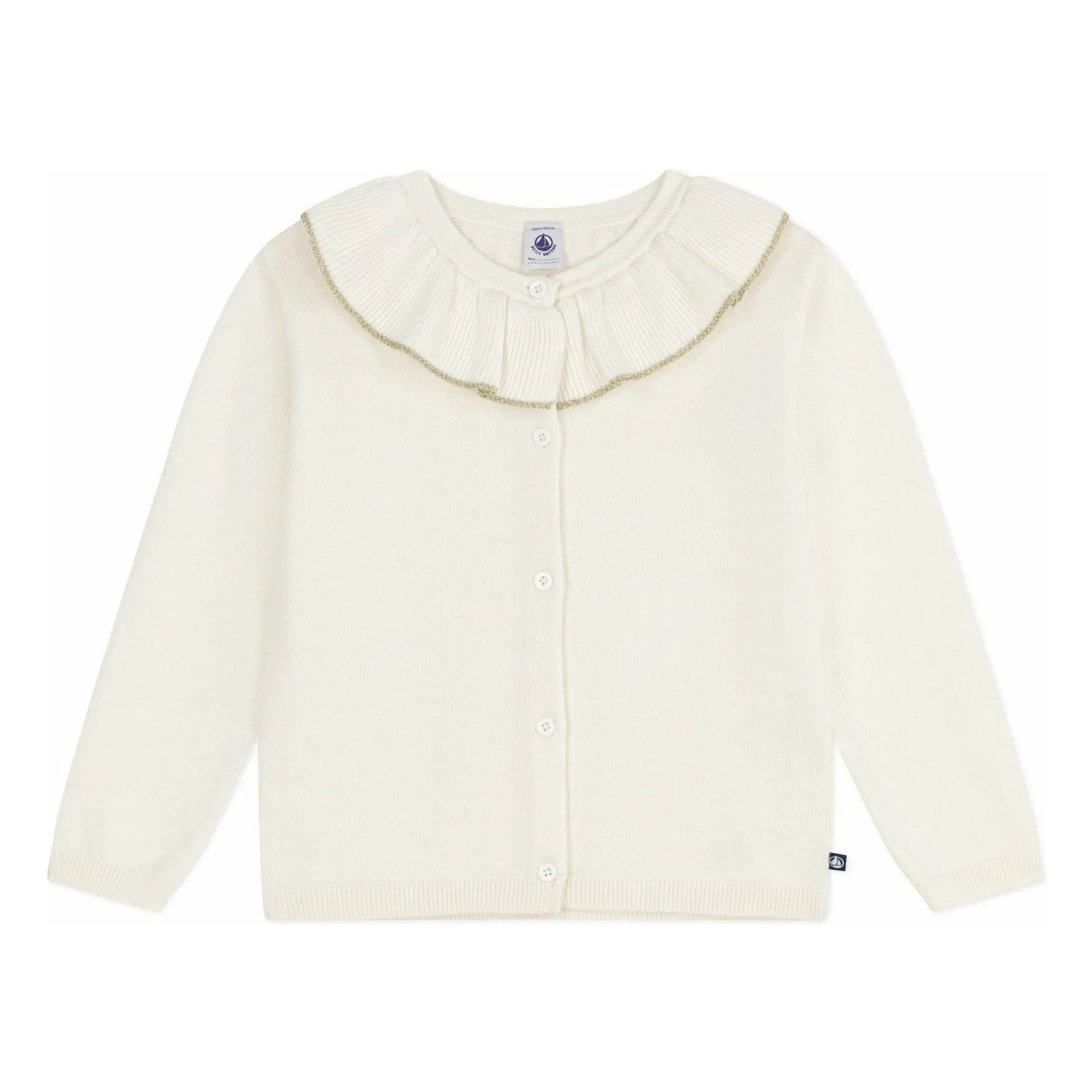 Petit Bateau - Chaleco con cuello de lana brillante | Crudo