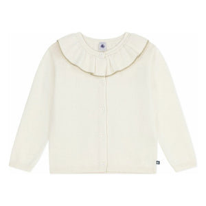 Petit Bateau - Chaleco con cuello de lana brillante | Crudo
