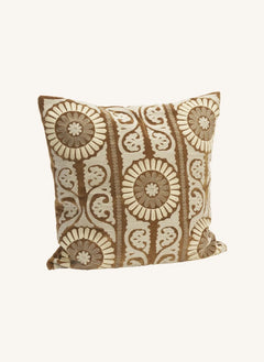 Madam Stoltz - Funda de Almohada de Terciopelo con Bordado Suzani | Marrón
