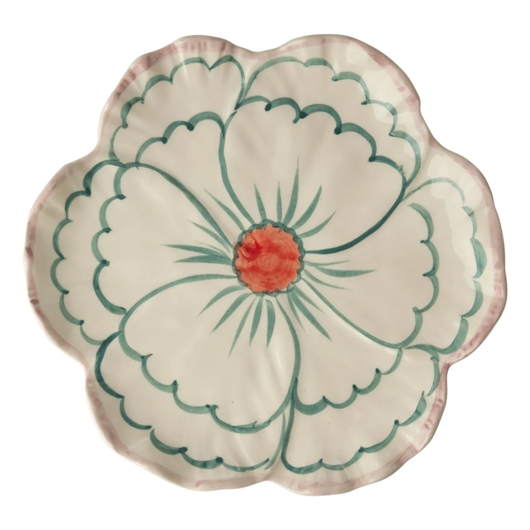Rice - Fleur plato de postre de cerámica | Verde