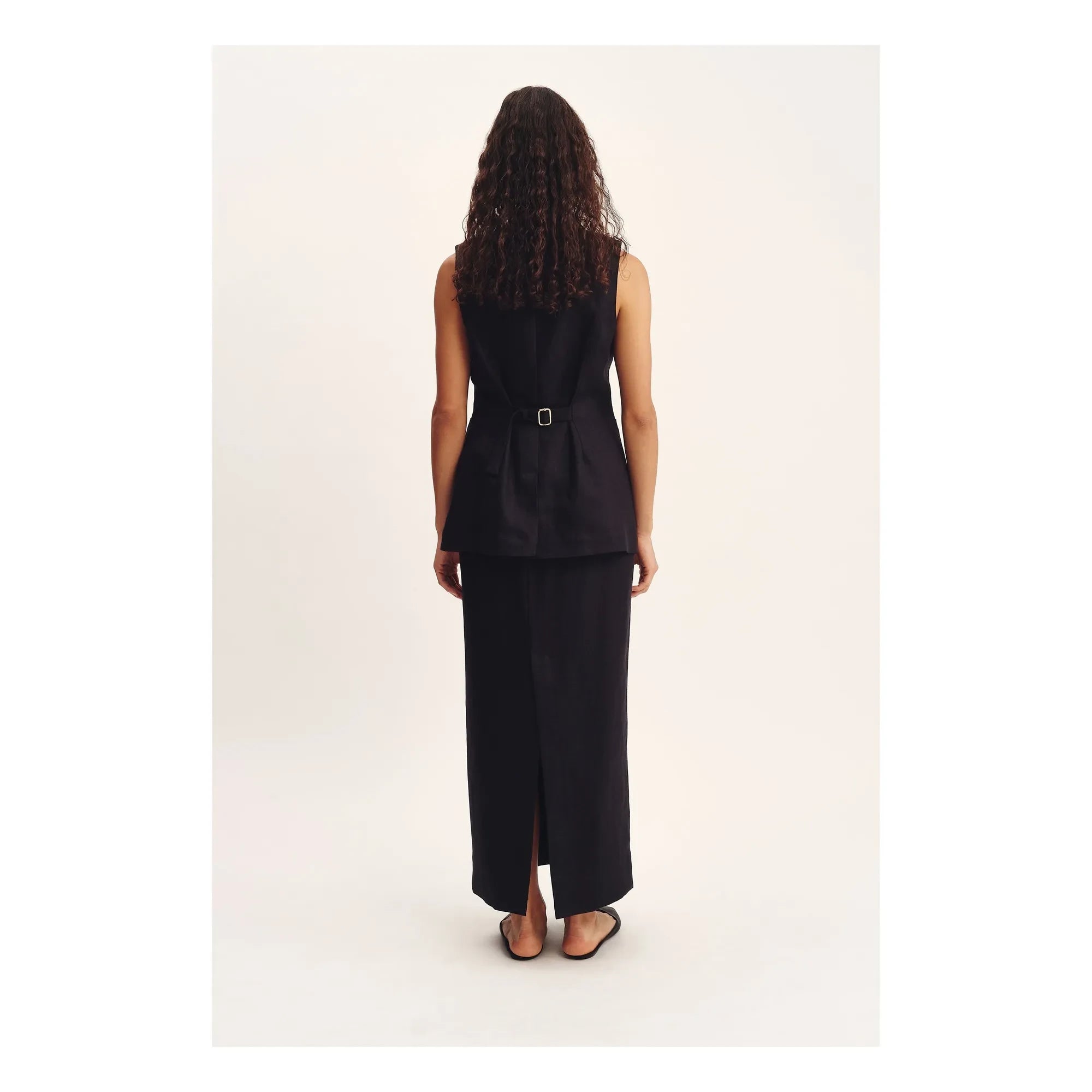 Posse - Chaqueta sin mangas Emma de lino | Negro