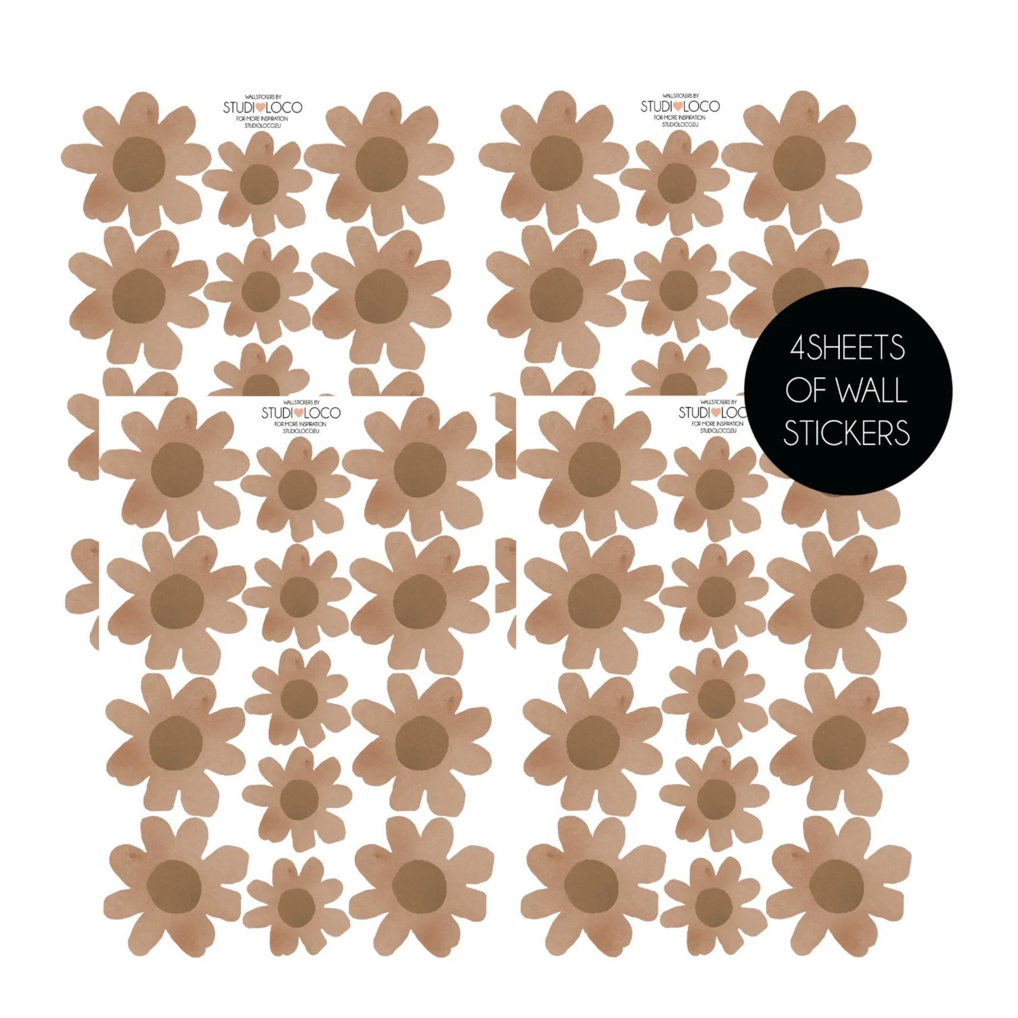 Studio Loco - Adhesivos de pared con estampado floral | Marrón