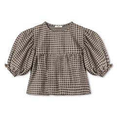 Fliink - Blusa de Algodón Orgánico a Cuadros Ella | Marrón