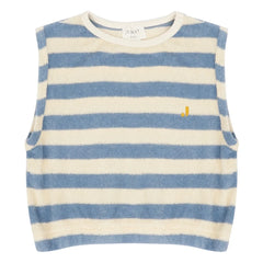 Jenest - Camiseta sin mangas de algodón orgánico a rayas para el hogar | Azul