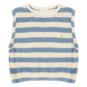 Jenest - Camiseta sin mangas de algodón orgánico a rayas para el hogar | Azul