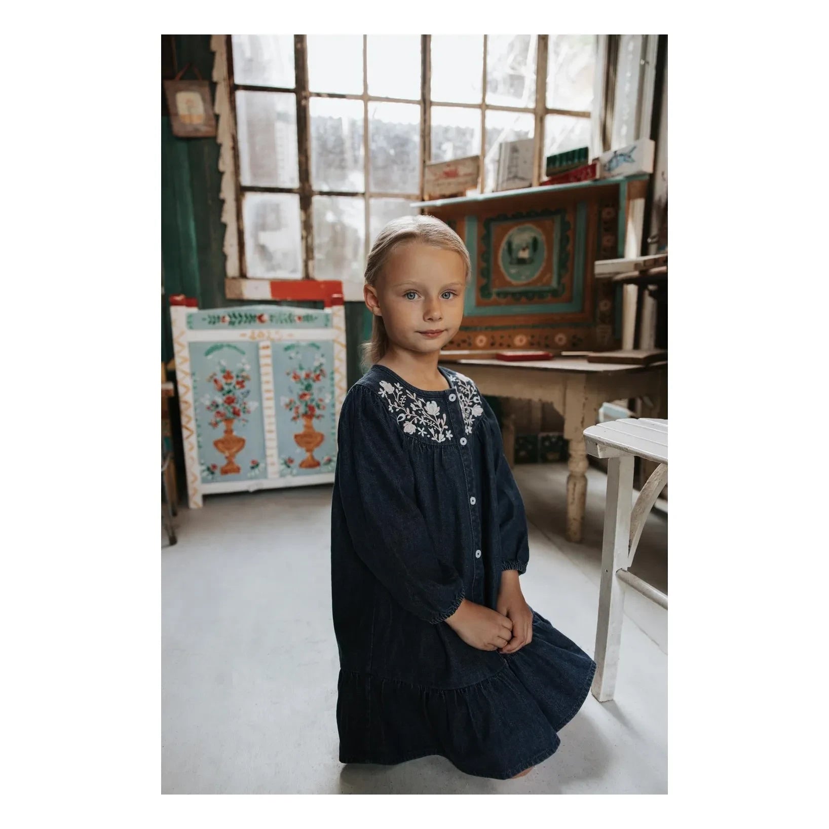 Louise Misha - Massilou Denim Elbise | Koyu Mavi