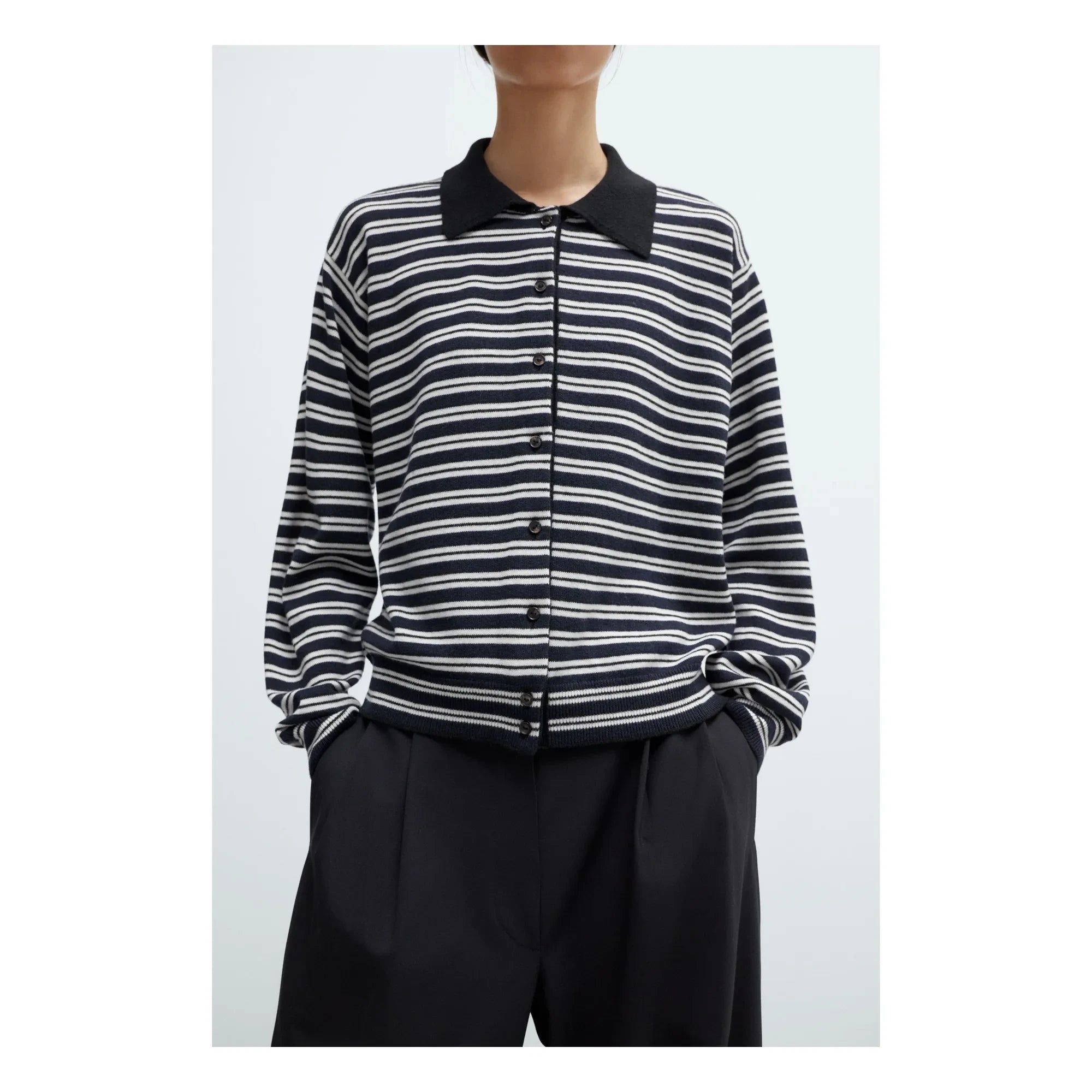 Cordera - Polo de merino a rayas | Azul marino