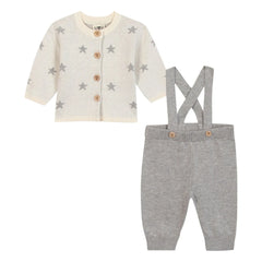 Bonton - Conjunto de cárdigan y pantalón Wolf | Gris jaspeado