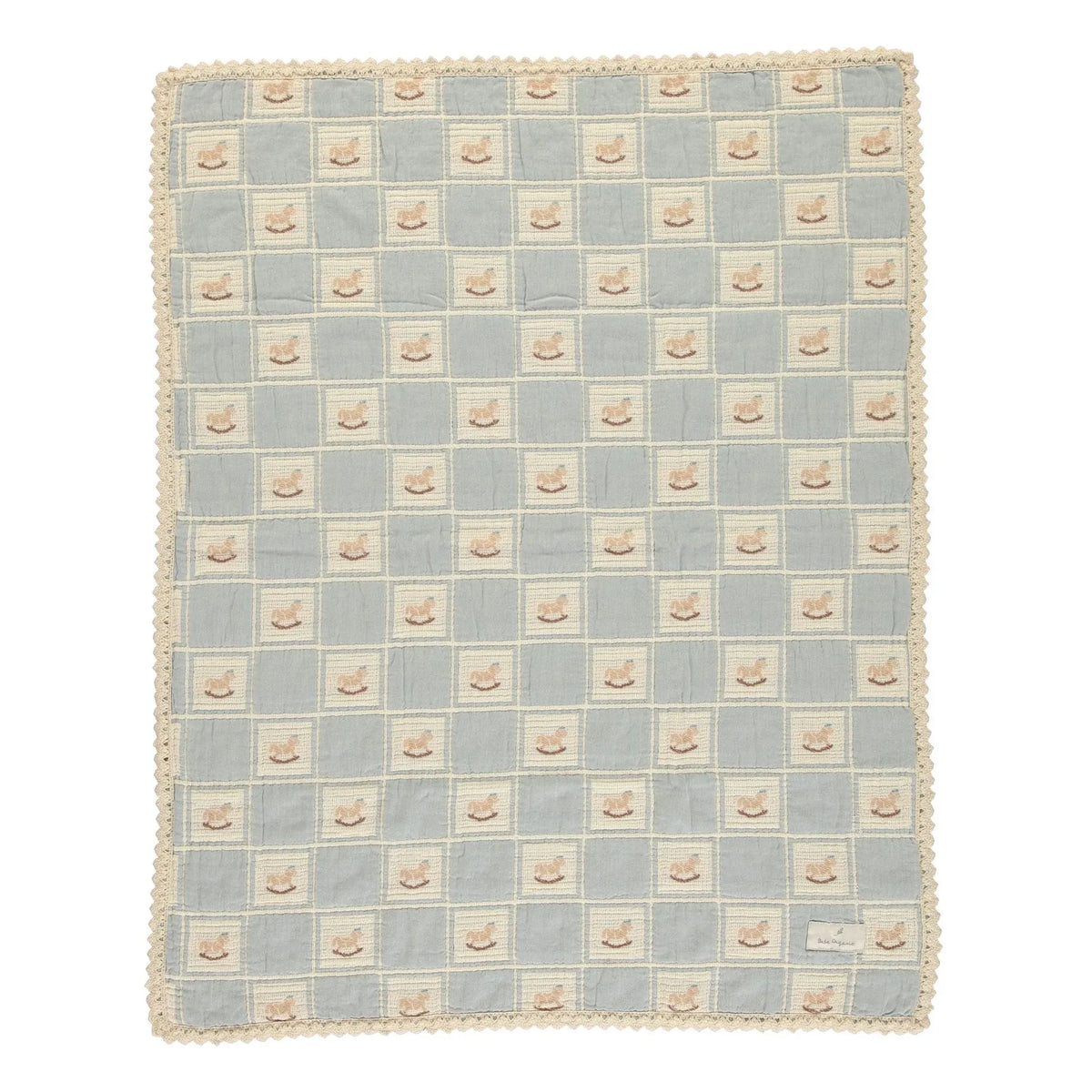 Bebe Organic - Manta de algodón orgánico caballito balancín | Azul