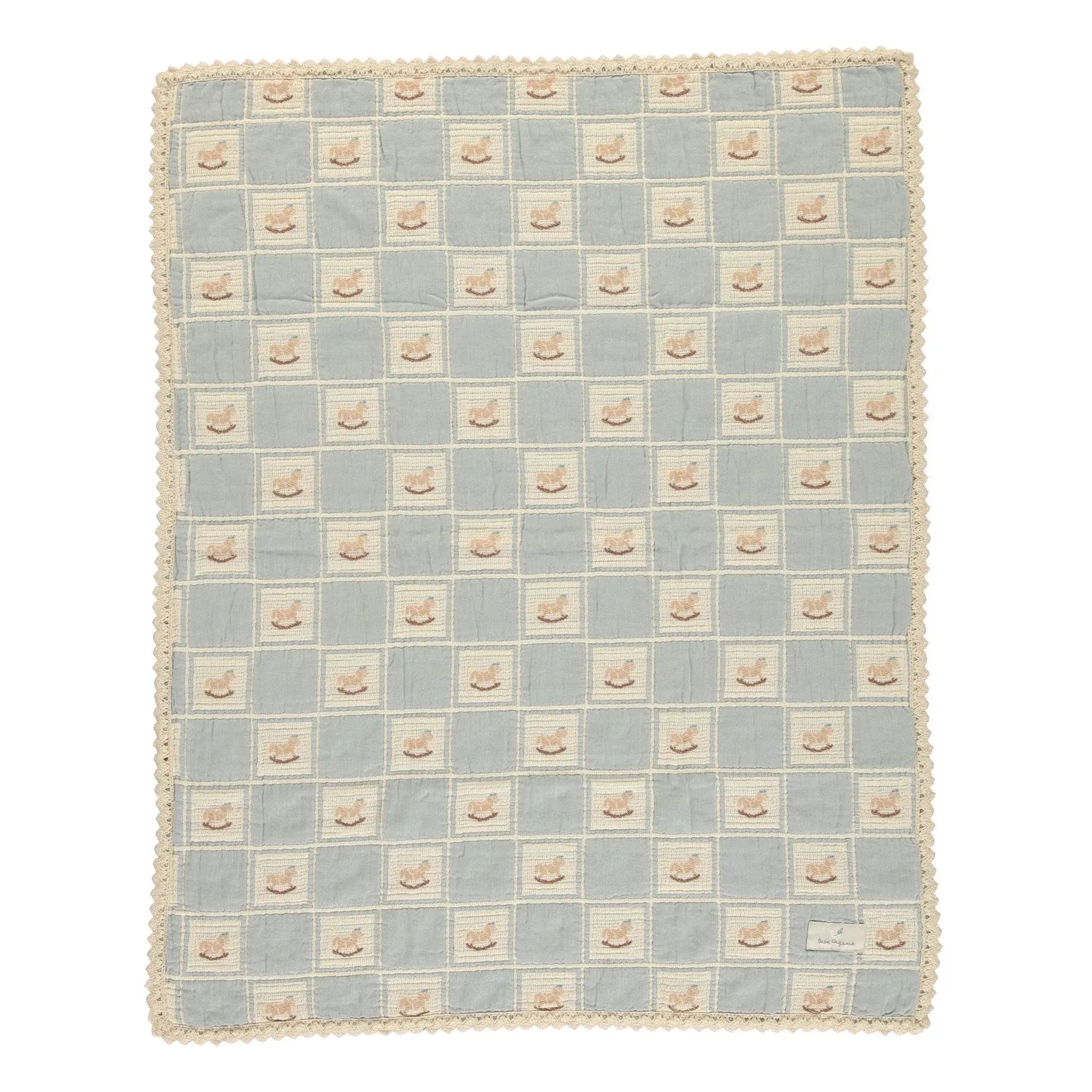 Bebe Organic - Manta de algodón orgánico caballito balancín | Azul