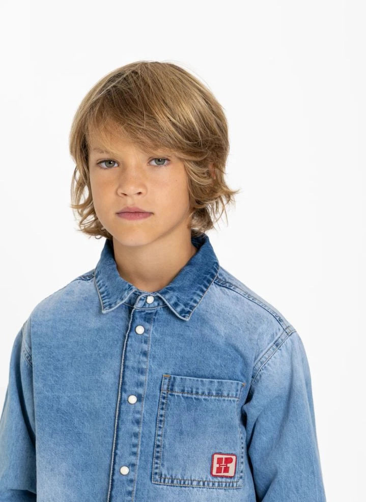 Hundred Pieces - Enzo Denim Camisa | Denim Claro