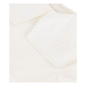 Petit Bateau - Conjunto de vestido con cuello marinero y braguita tipo bloomer en lino y algodón orgánico | Blanco