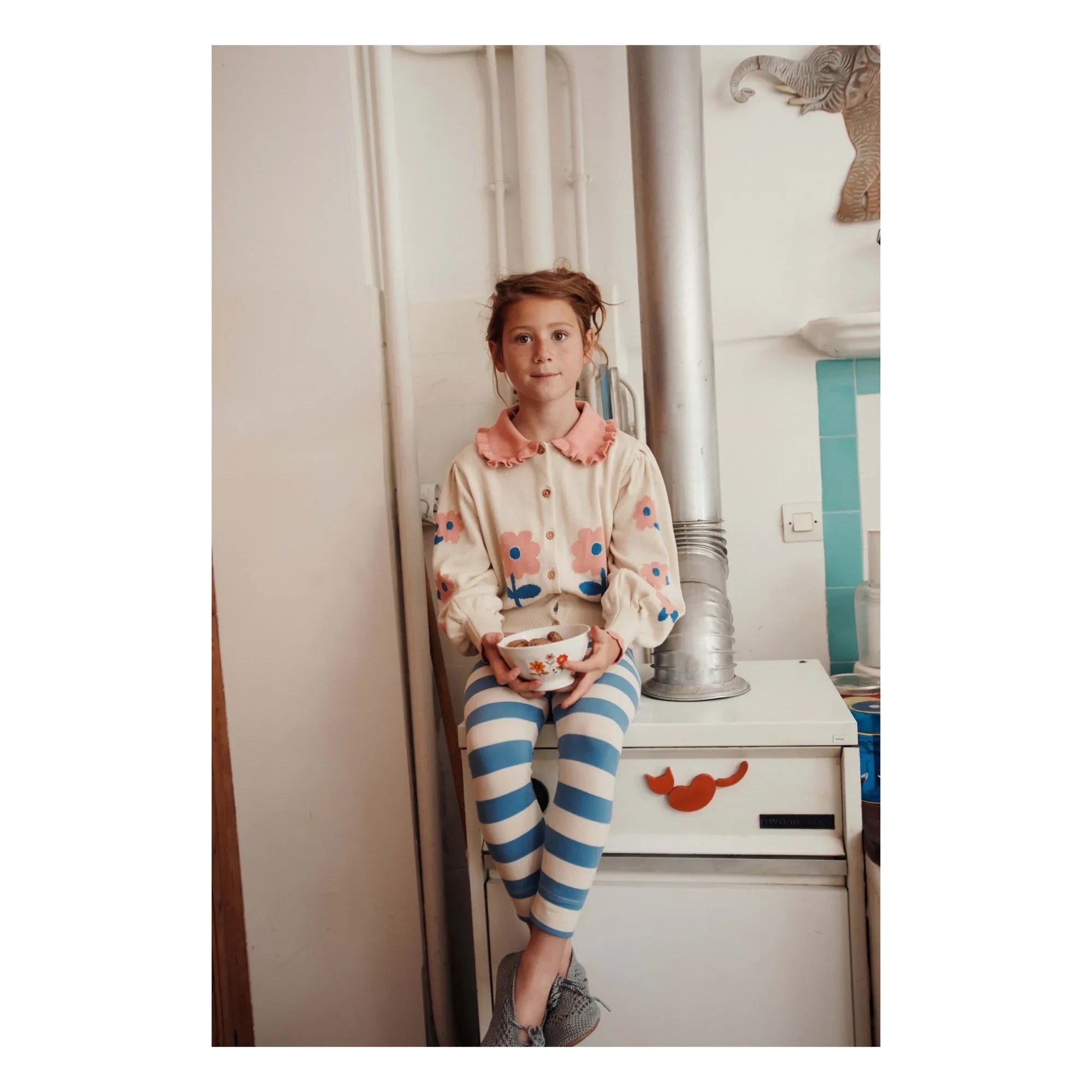 Emile et Ida - Cárdigan de algodón orgánico con estampado floral | Beige