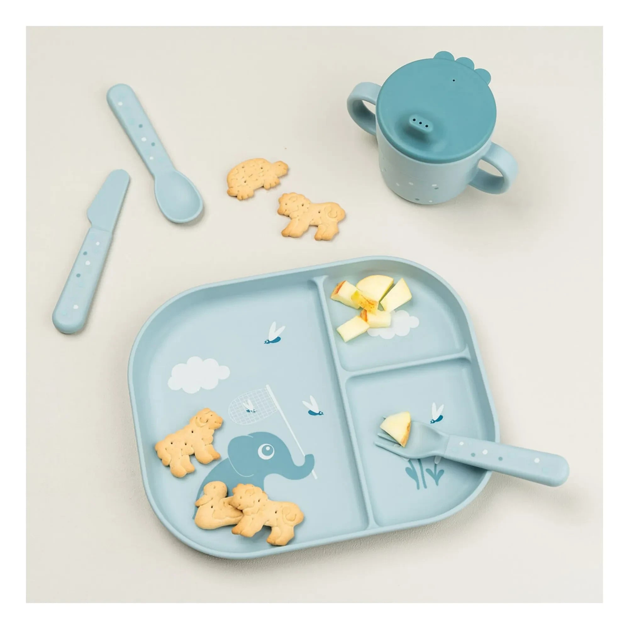 Done by deer - Plato con compartimentos Elphee | Azul claro