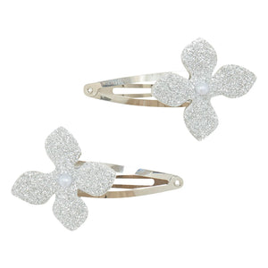 Tartine et Chocolat - Simli Çiçekli 2'li Toka Seti | Gümüş