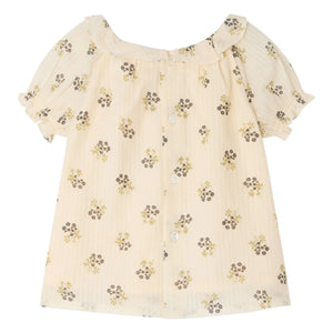 Bonpoint - Blusa de algodón orgánico Lara Fleurie | Crudo