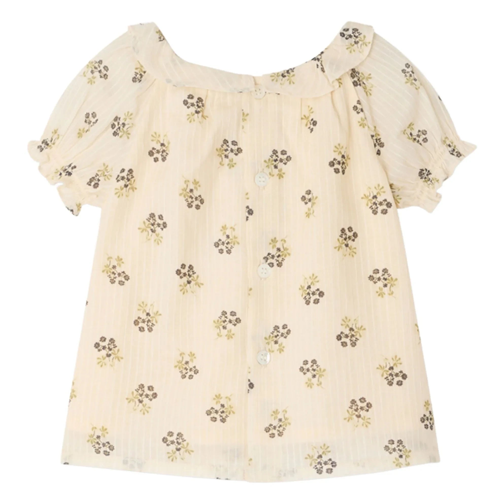 Bonpoint - Blusa de algodón orgánico Lara Fleurie | Crudo