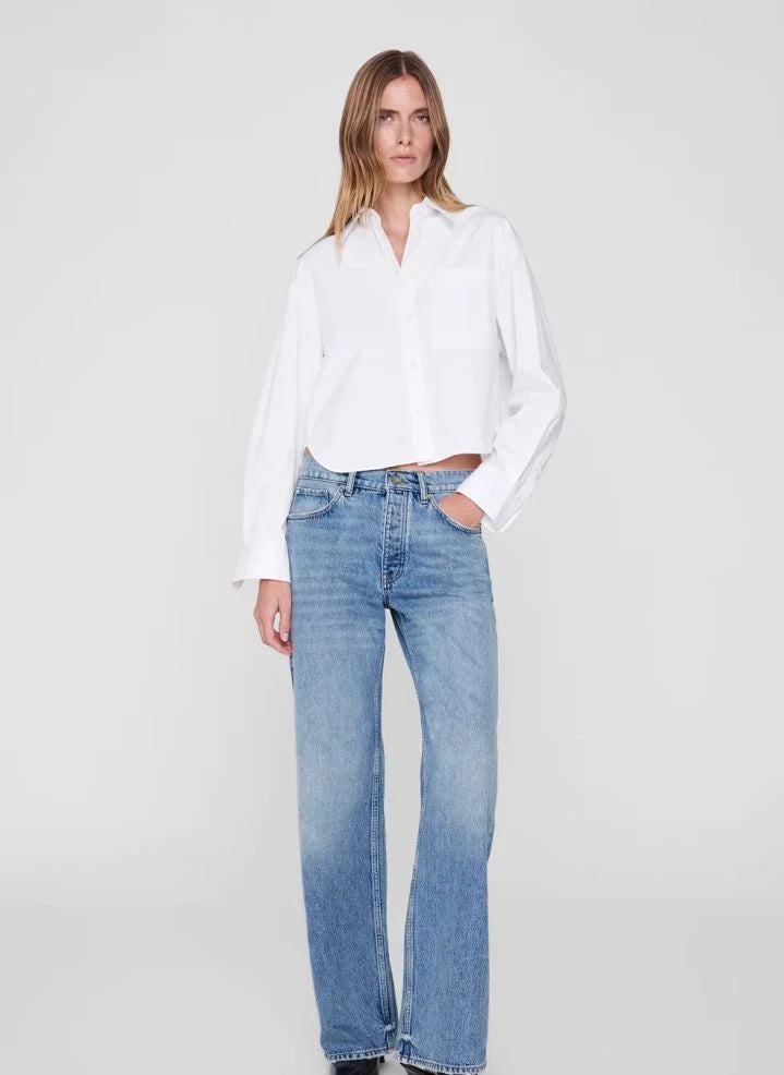 Anine Bing - Scott Camisa Cortada de Algodón | Blanca