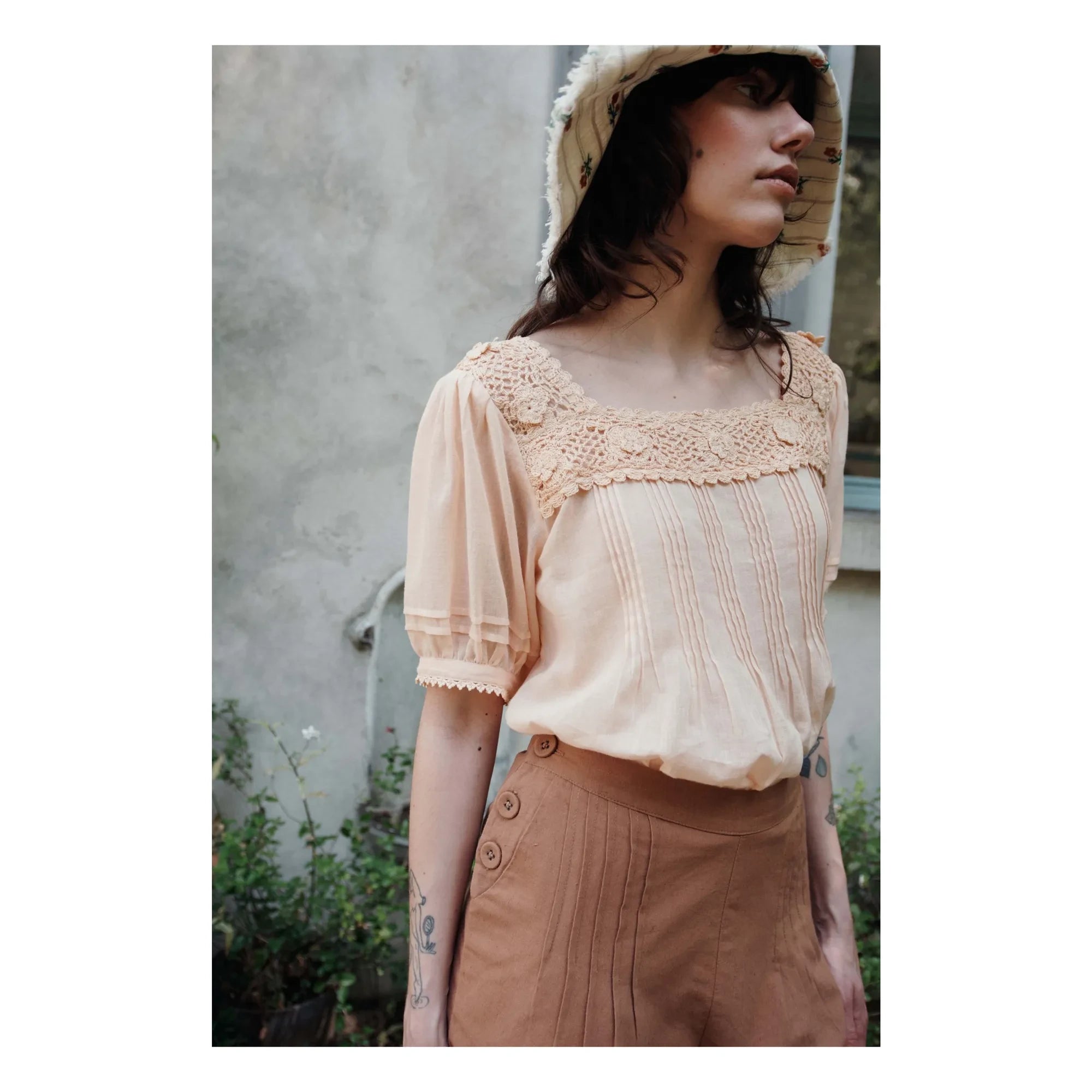Emile et Ida - Blusa floral de croché de algodón | Crema