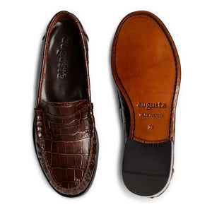 Augusta - Zapatos Loafer Estampado Cocodrilo | Chocolate