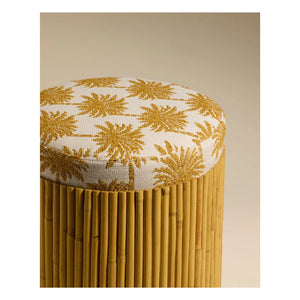 Maison Sarah Lavoine - Puf con estampado de palmeras Riviera | Mostaza