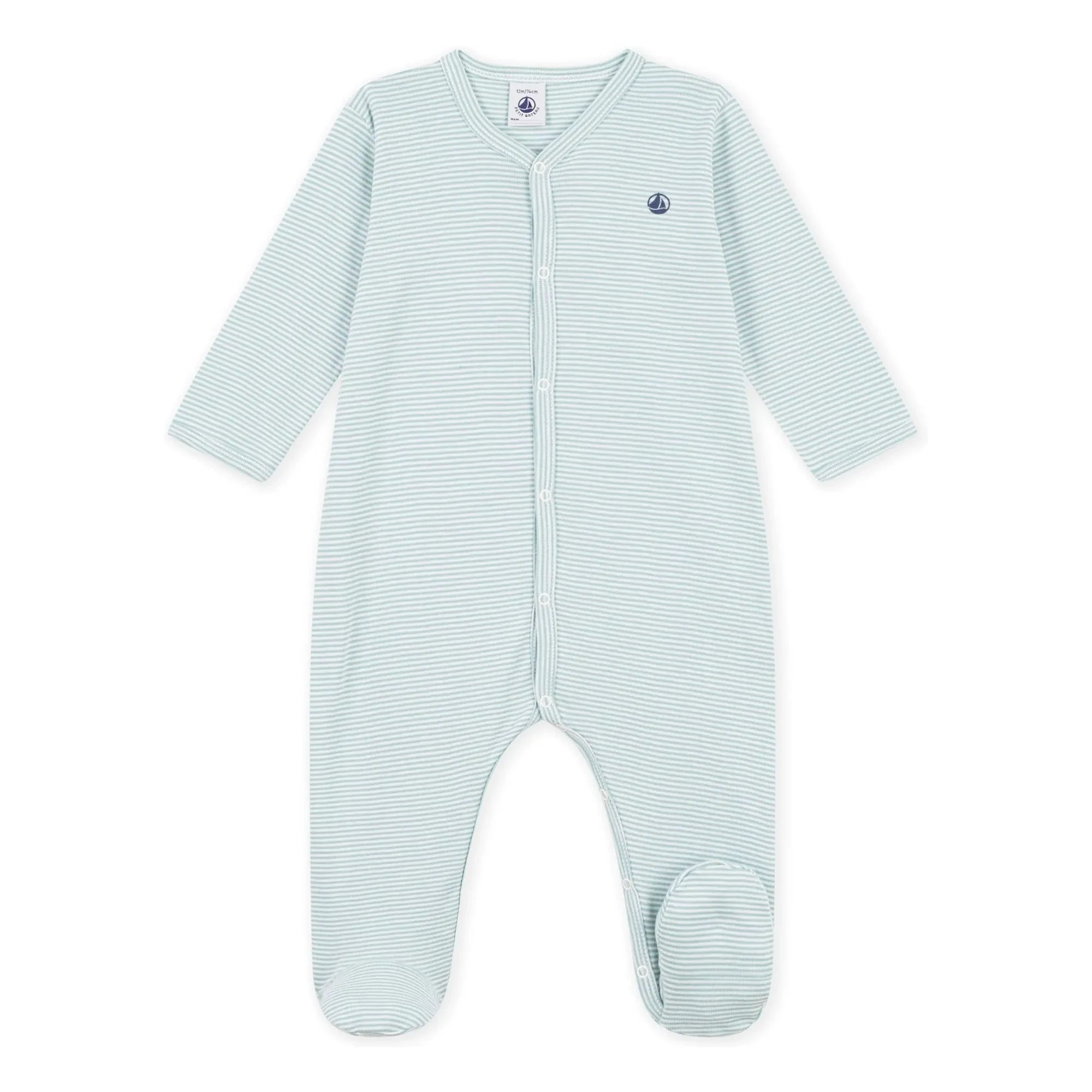 Petit Bateau - Pyjamas Dors Bien Çizgili Milleraies Organik Pamuk | Yeşil