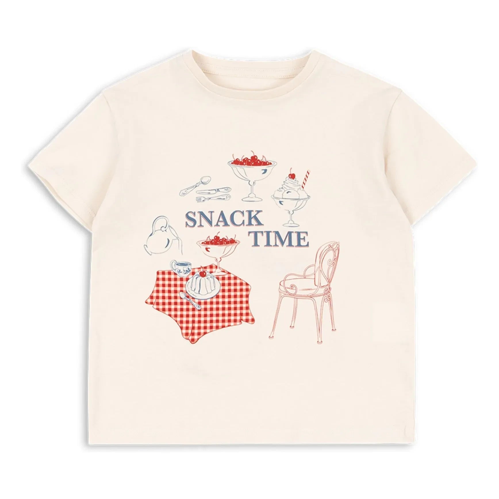 Konges Sløjd - Camiseta de Algodón Orgánico Famo Snack Time | Crema