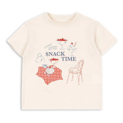 Konges Sløjd - Camiseta de Algodón Orgánico Famo Snack Time | Crema