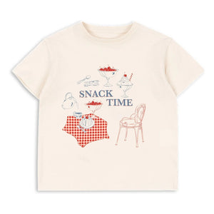 Konges Sløjd - Camiseta de Algodón Orgánico Famo Snack Time | Crema