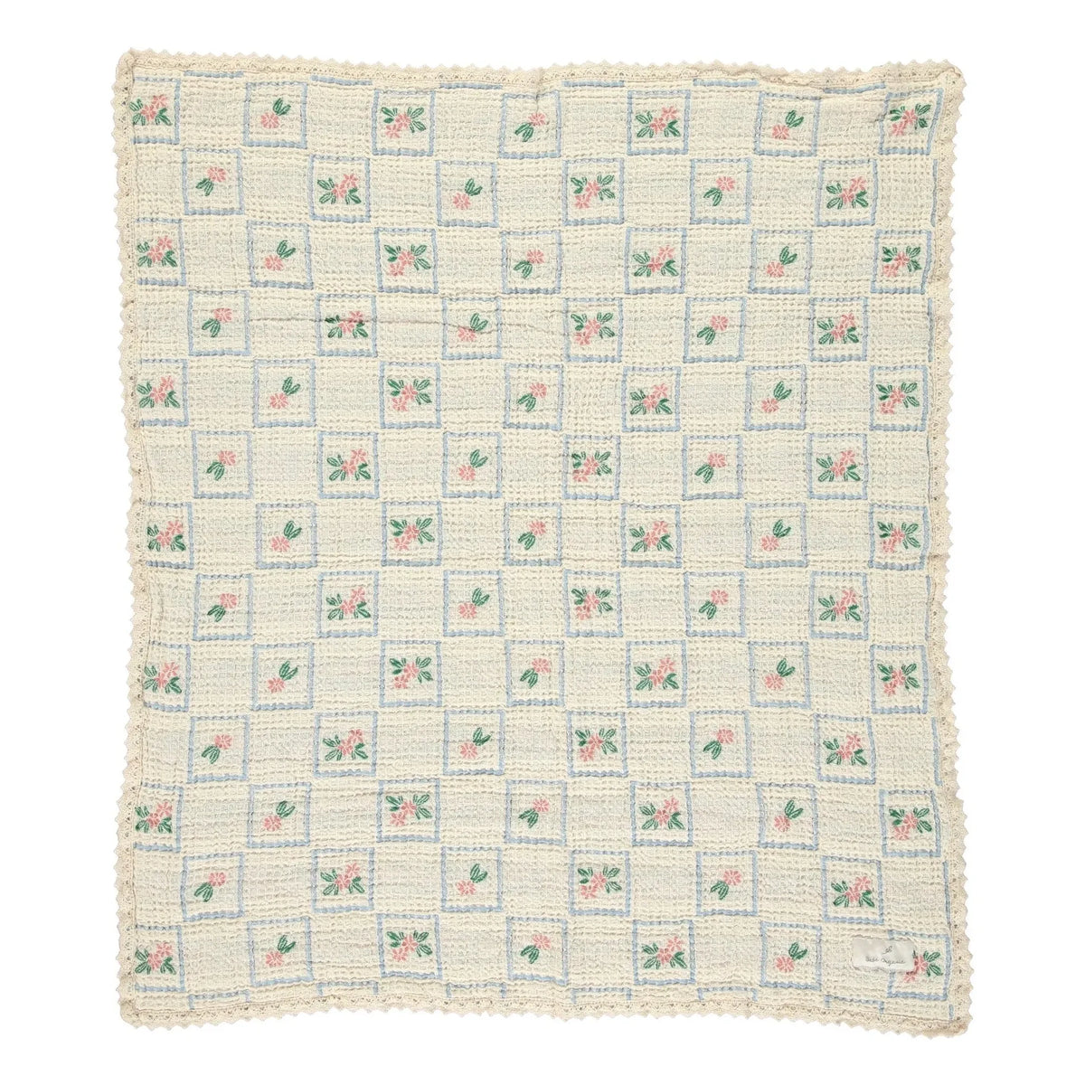 Bebe Organic - Manta de algodón orgánico con estampado floral Waffle | Crudo